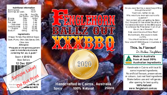 Fenglehorn Ballz Out XXX BBQ 250ml *SPICY*