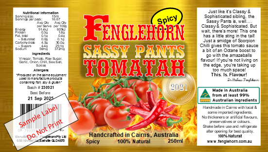 Fenglehorn Sassy Pants Tomatah 250ml *SPICY*