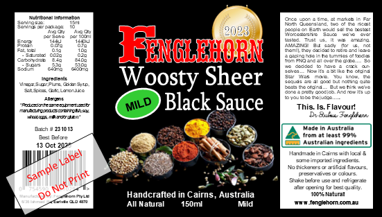 Fenglehorn Woosty Sheer Black Sauce *MILD* 150ml
